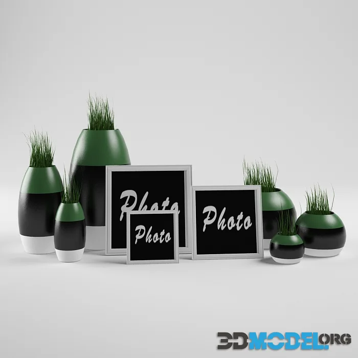 decorative set with grass