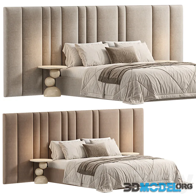 Desire bed with wide headboard