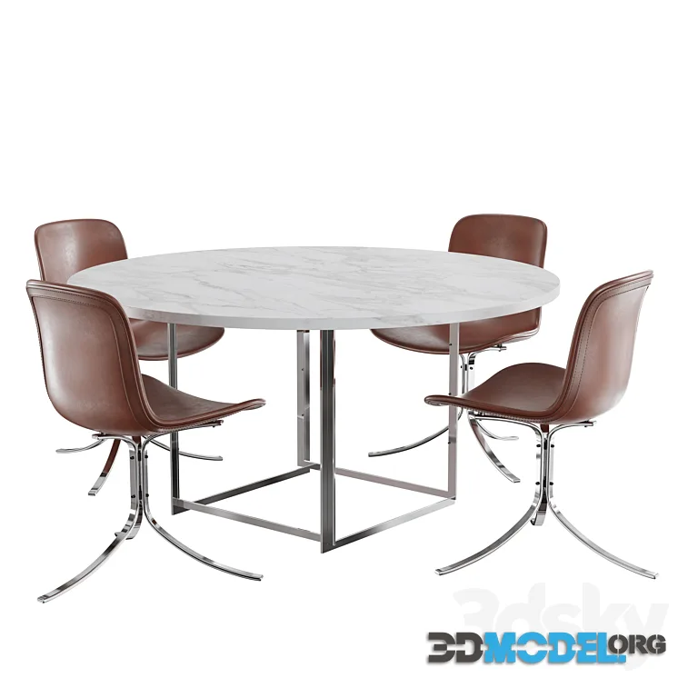 Dining set fritz hansen PK9 chair PK54 table