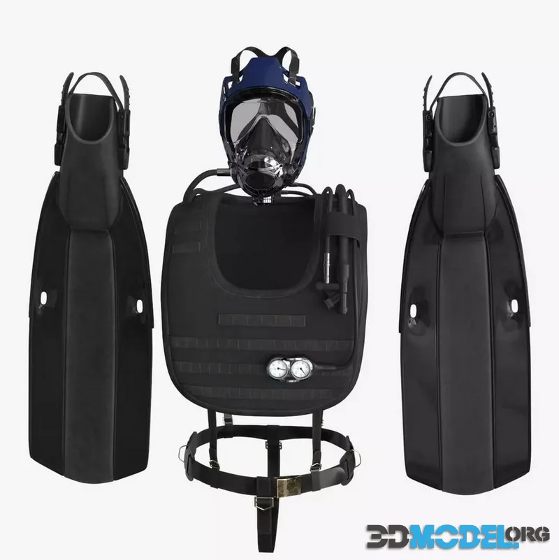 Diving Equipment with Fins low-poly (PBR)