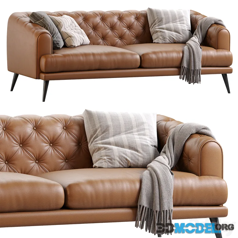 Earl Gray Modern Chesterfield Sofa