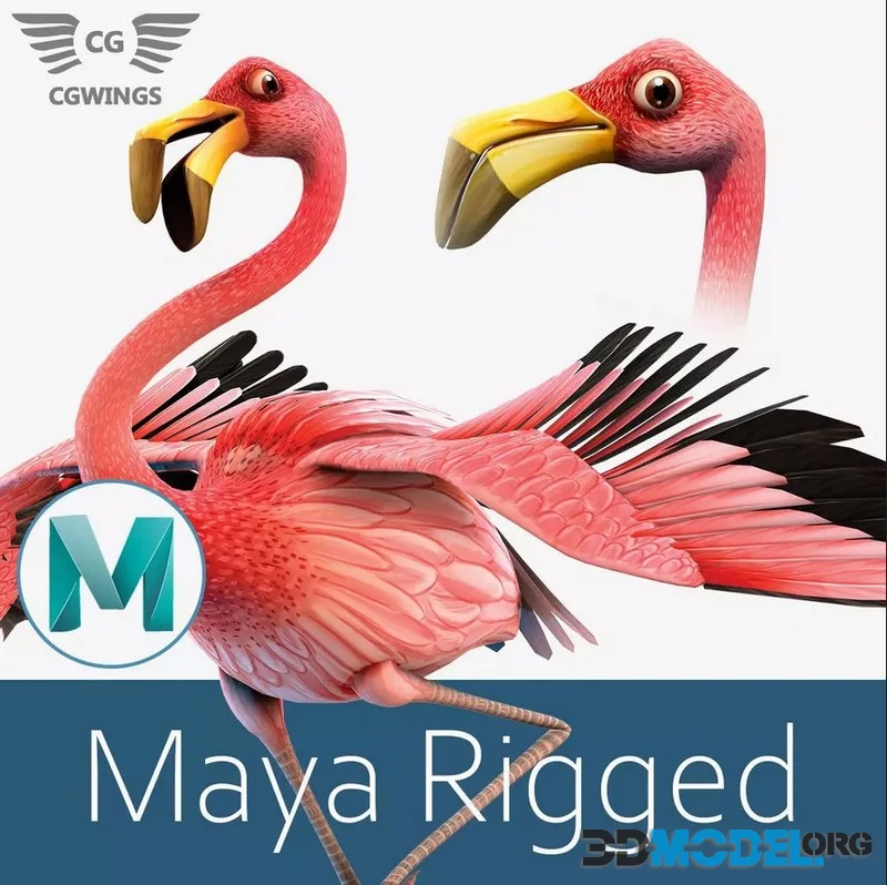 Flamingo bird low-poly (PBR)