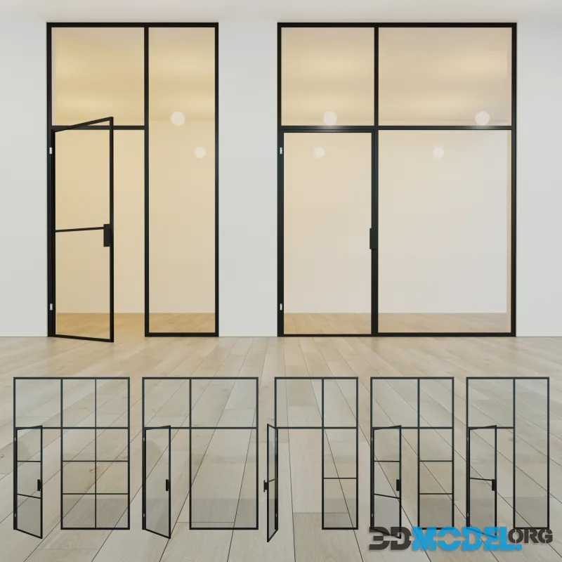 Glass partition. A door. eleven