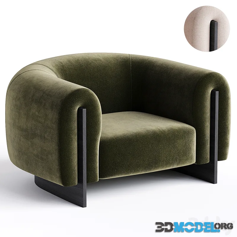 Green and beige STEPHANE PARMENTIER MINUIT armchair