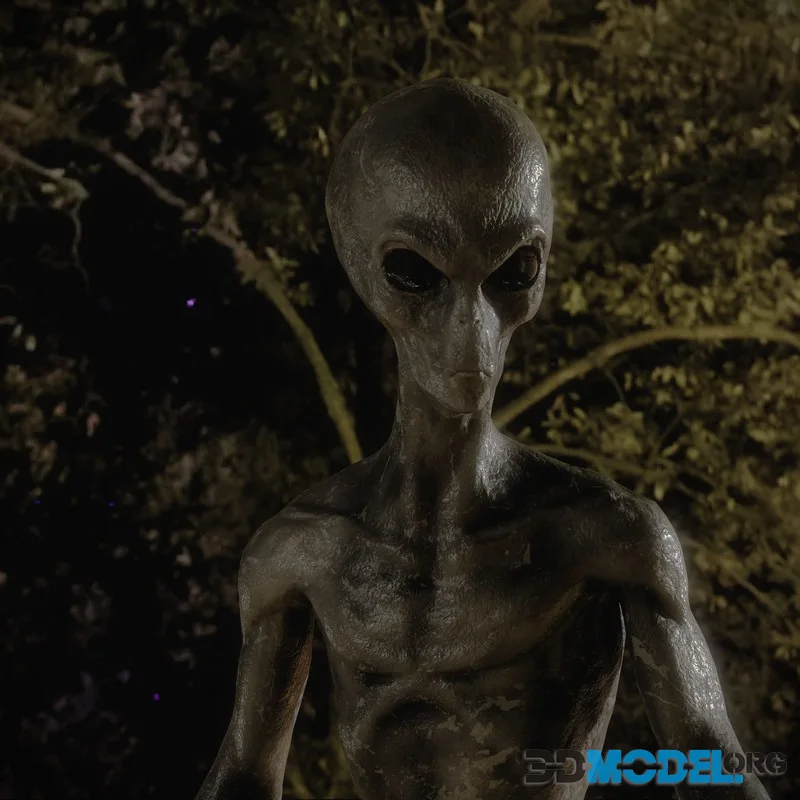 Grey Alien low-poly (PBR)