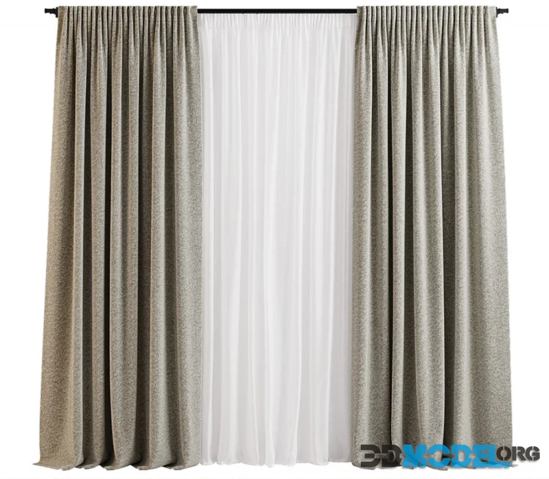 Grey Natural Shades Draped Curtains
