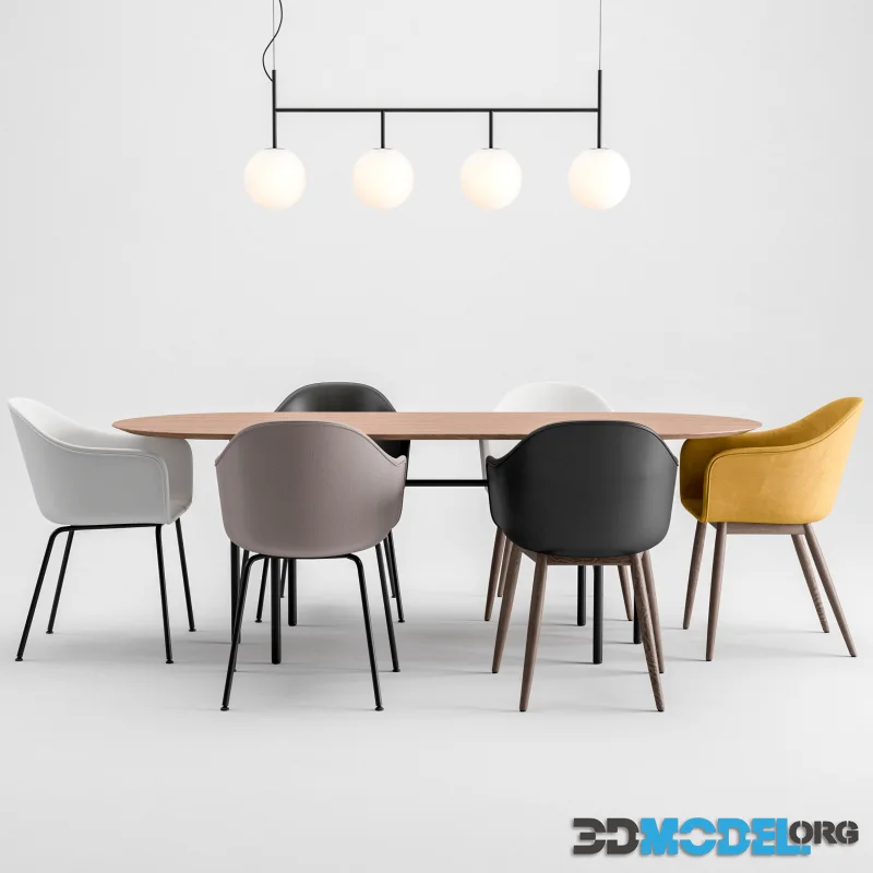 Harbor Chair Upholstery + Snaregade Table + Tr Bulb By Menu