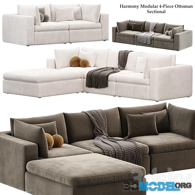 Harmony Modular 4 Piece Ottoman Sectional Sofa by westelm
