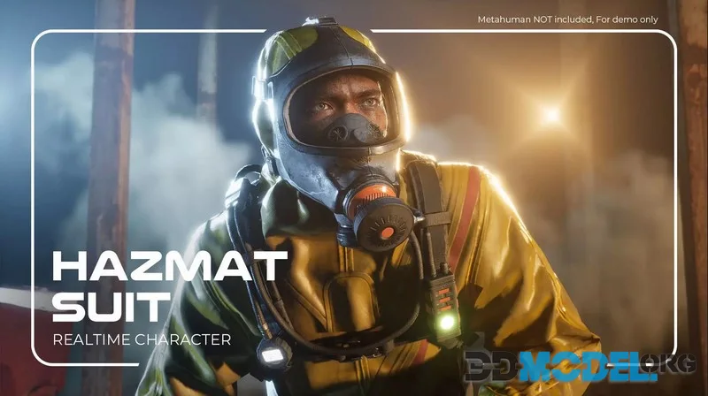 Hazmat Protective Suit in 5 colors for Metahumans low-poly (PBR)