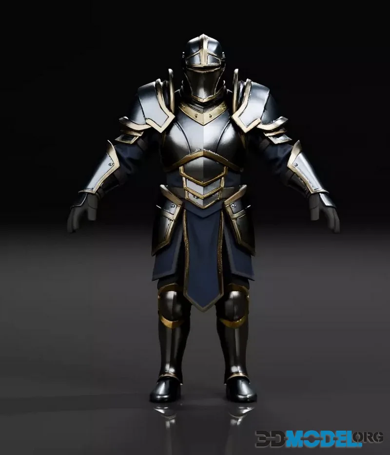 Heavy Knight Warrior Character low-poly (PBR)