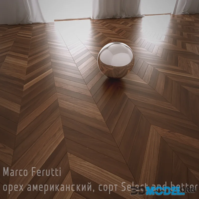 Herringbone parquet French, Marco Ferutti, engineering board, American walnut