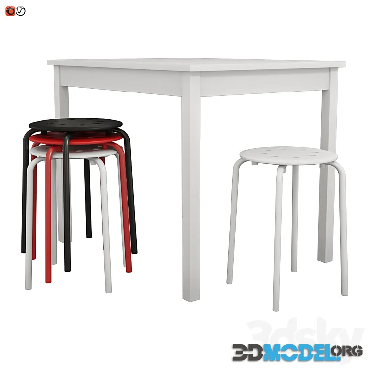 IKEA Table OLMSTAD and Chair-stool MARIUS