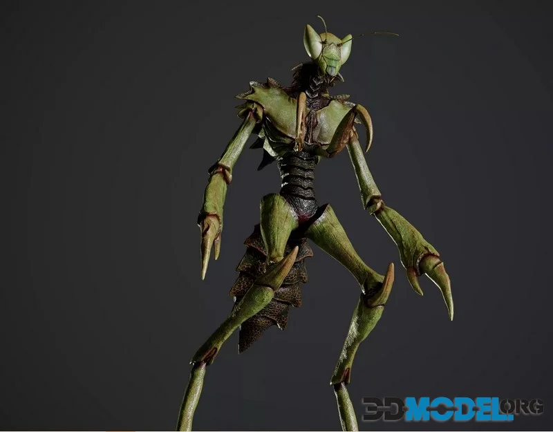 Insectoid Alien Humanoid 3D Character low-poly (PBR)