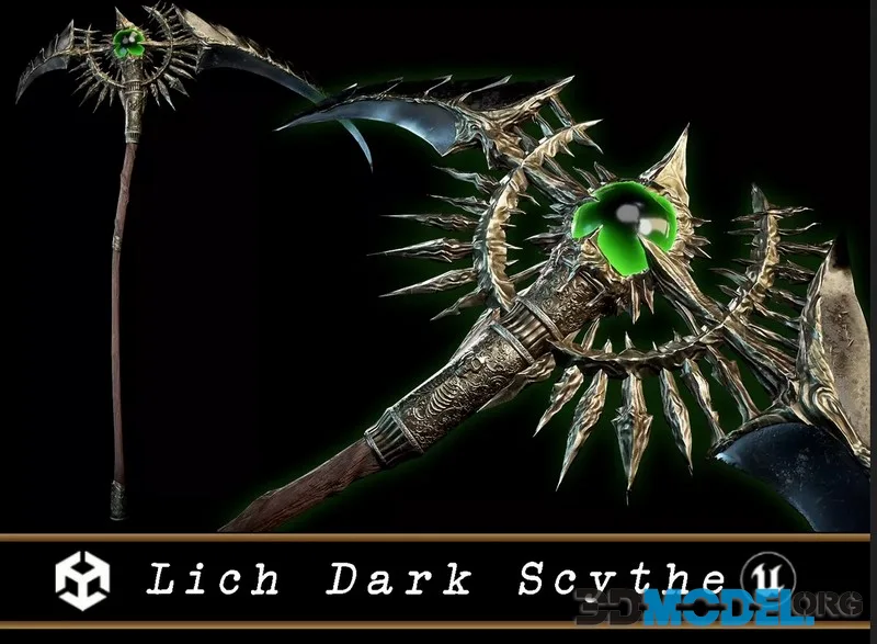 Lich Dark Scythe low-poly (PBR)