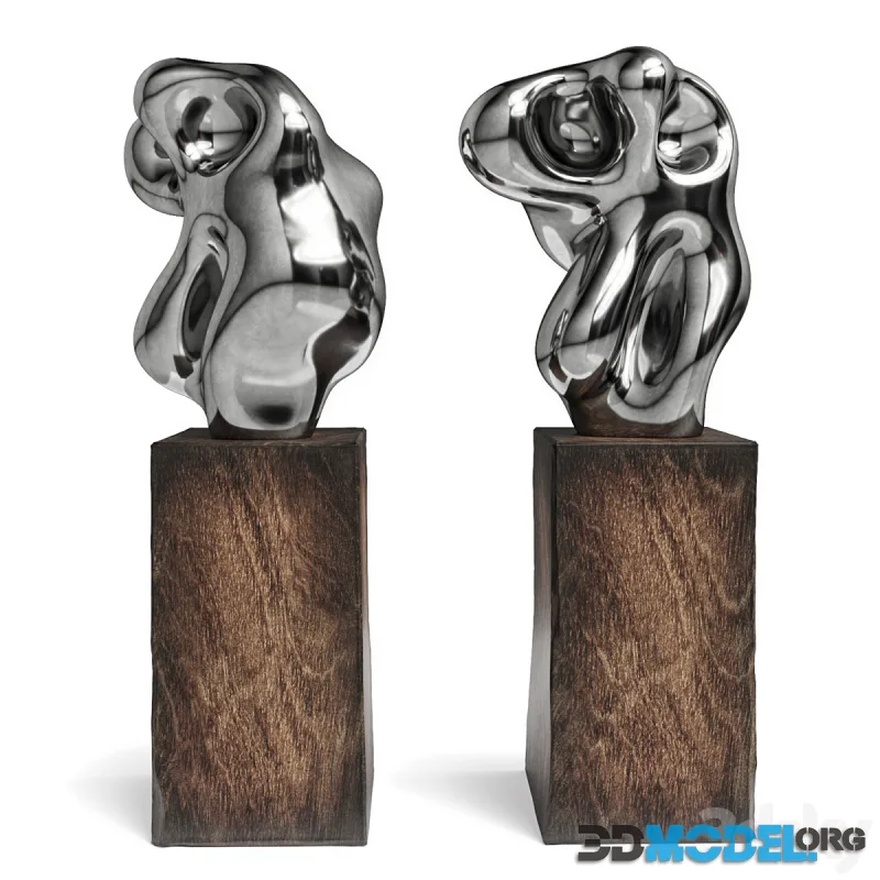 Lunar spectral abstract sculpture chrome
