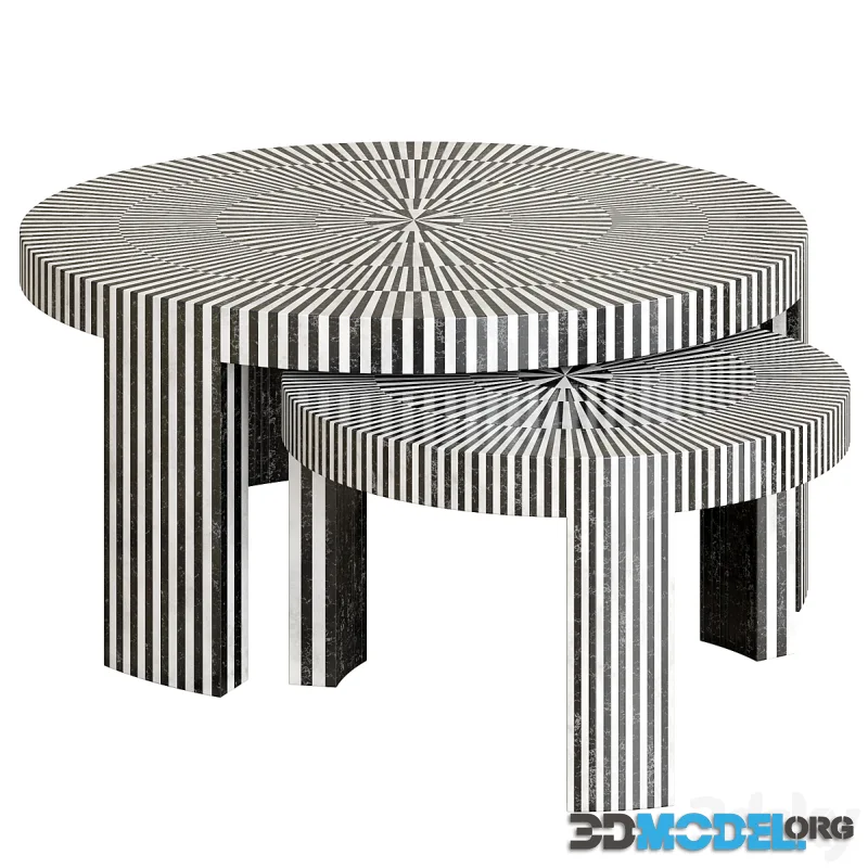 Marble Striped Nesting Coffee Table Sets Fnct-1420-Mklg