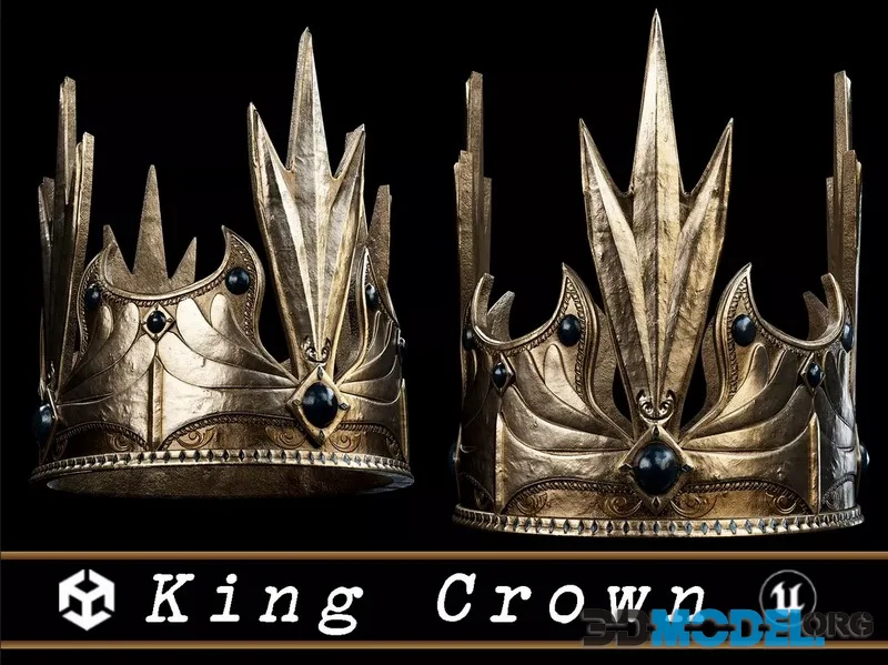 Medieval King Crown low-poly (PBR)