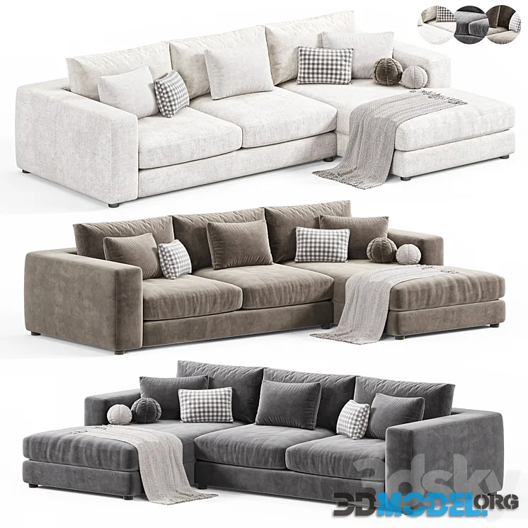Oceanside Deep 2 Piece Right Arm Bumper Sectional Sofa