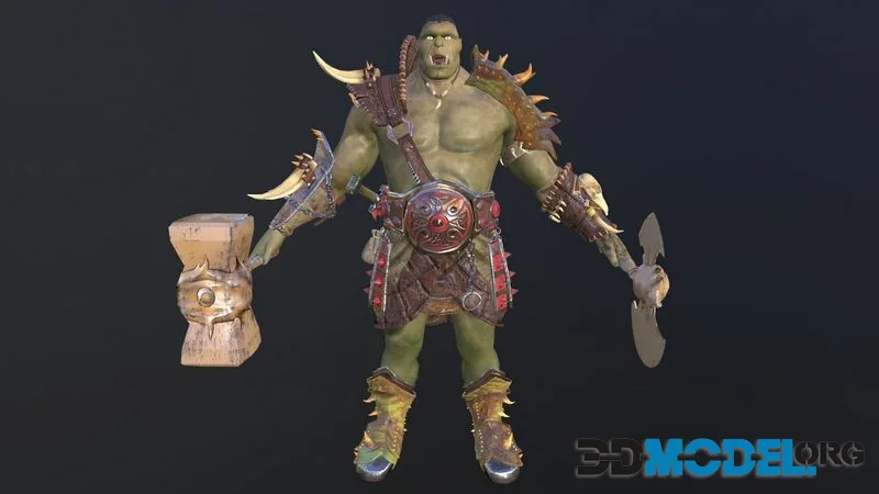 Orc Warrior Game ready low-poly (PBR)