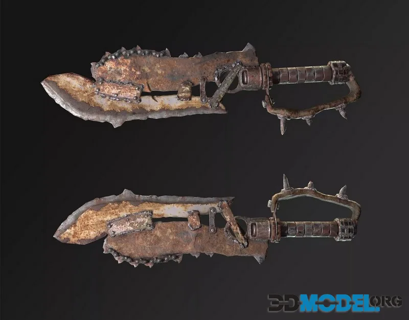 Postapocaliptic brutal sword low-poly (PBR)