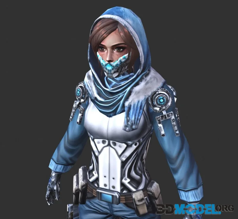 Ready for game low-poly Character Female Warriors 05 (PBR)