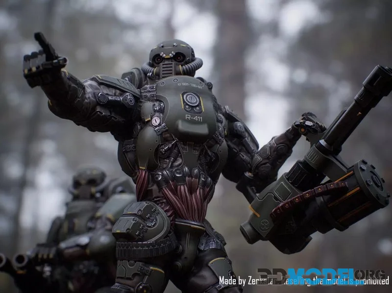 Realistic Heavy Armored Military Robot low-poly (PBR)