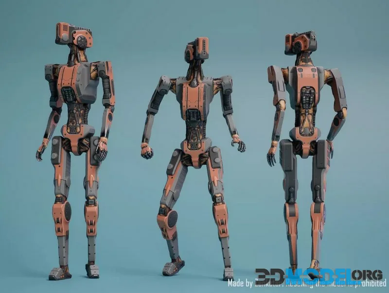 Rigged colored robot v2 low-poly (PBR)
