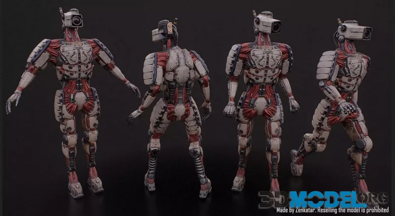 Rigged high-quality sci-fi robot character low-poly (PBR)