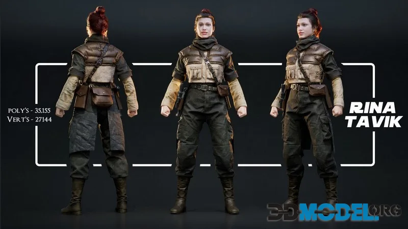 Rina Tavik Rigged Star Wars inspired Sci-Fi Character low-poly (PBR)