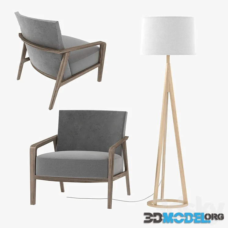 Riva 1920 noble armchair and Jackson Floor Lamp by Crate and Barrel