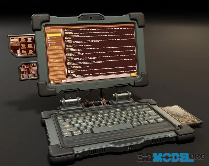 Sci-Fi Military Grade Laptop low-poly (PBR)