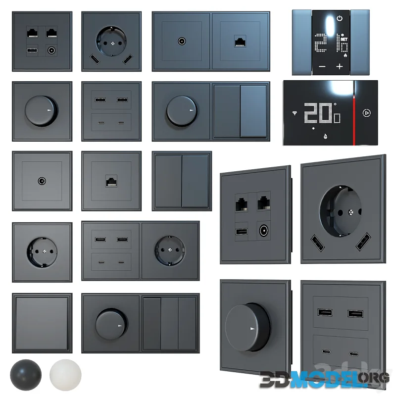 Set of outlets and switches (+ thermostats)