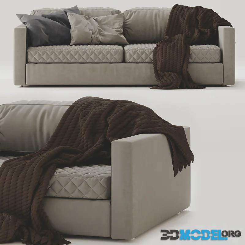 Sofa Baxter with brown plaid and pillows