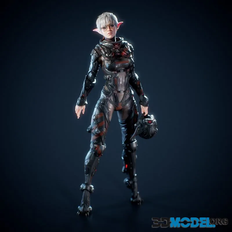 Space Elf low-poly (PBR)