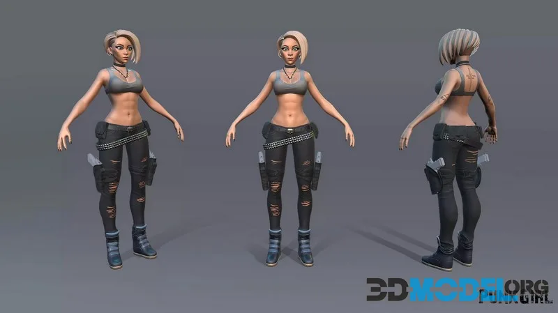 Stylized PunkGirl low-poly (PBR)