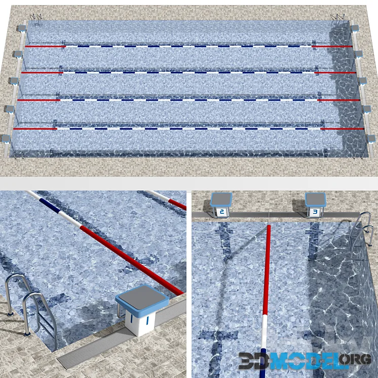 Swimming pool with lanes