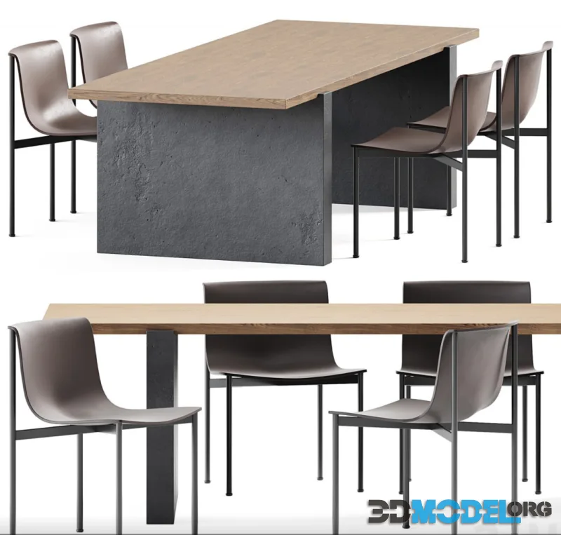 Table Accademia by Cimento and Ombra Leather chair by Lema