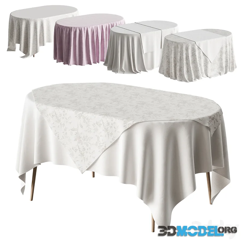 Tablecloth on an oval table (5 drapery options, table size 90x150 cm)