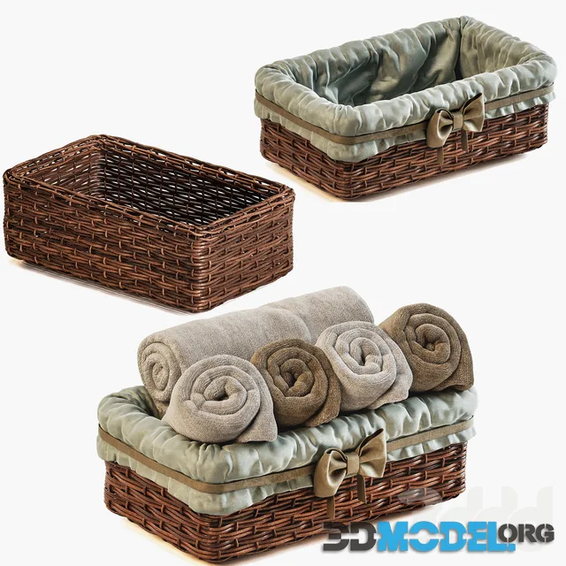 Terry towels in wicker baskets