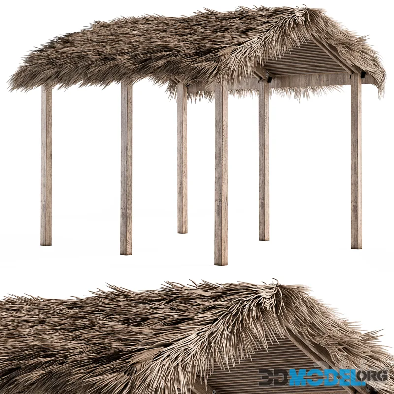 Thatch Umbrella With Palm Leaf 04