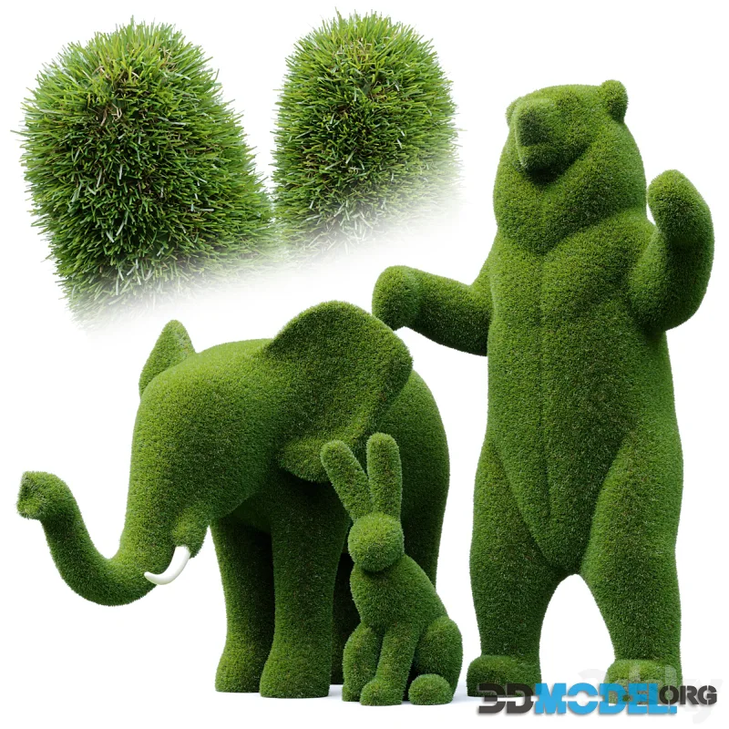 Topiary Bacho Bear Hare and Elephant