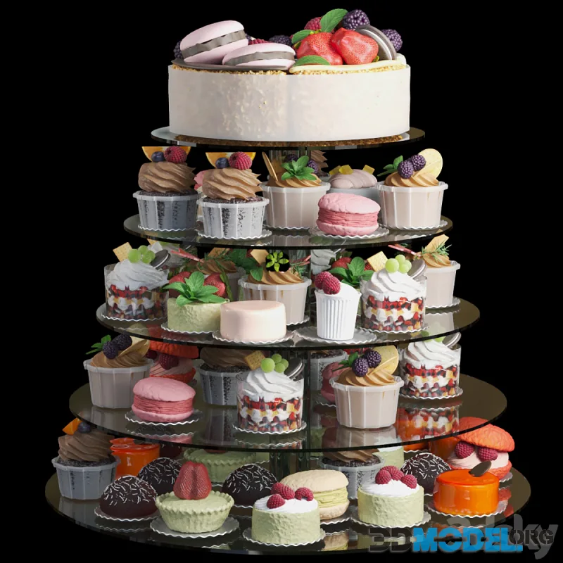 Wedding set of desserts. Confectionery shop