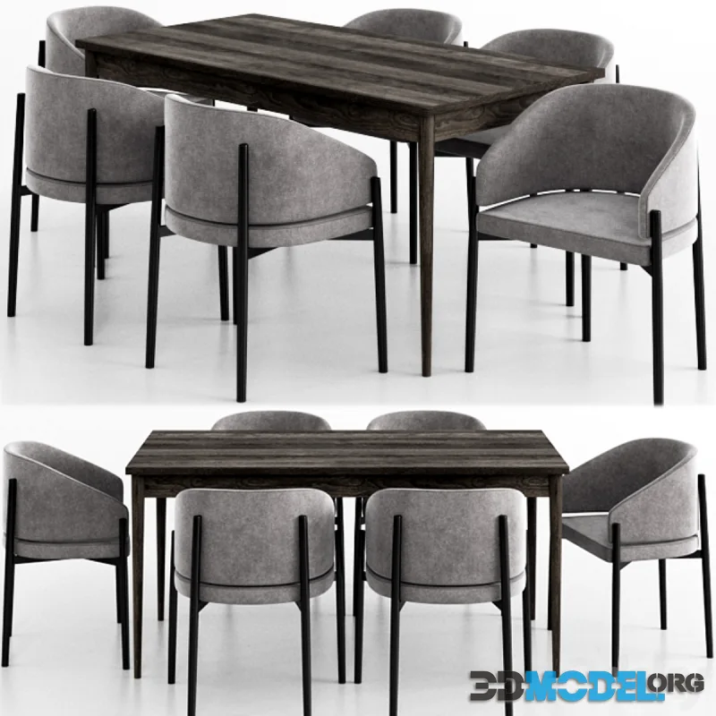 West elm Dining Table - Cerused Carob, Porro Frank armchair
