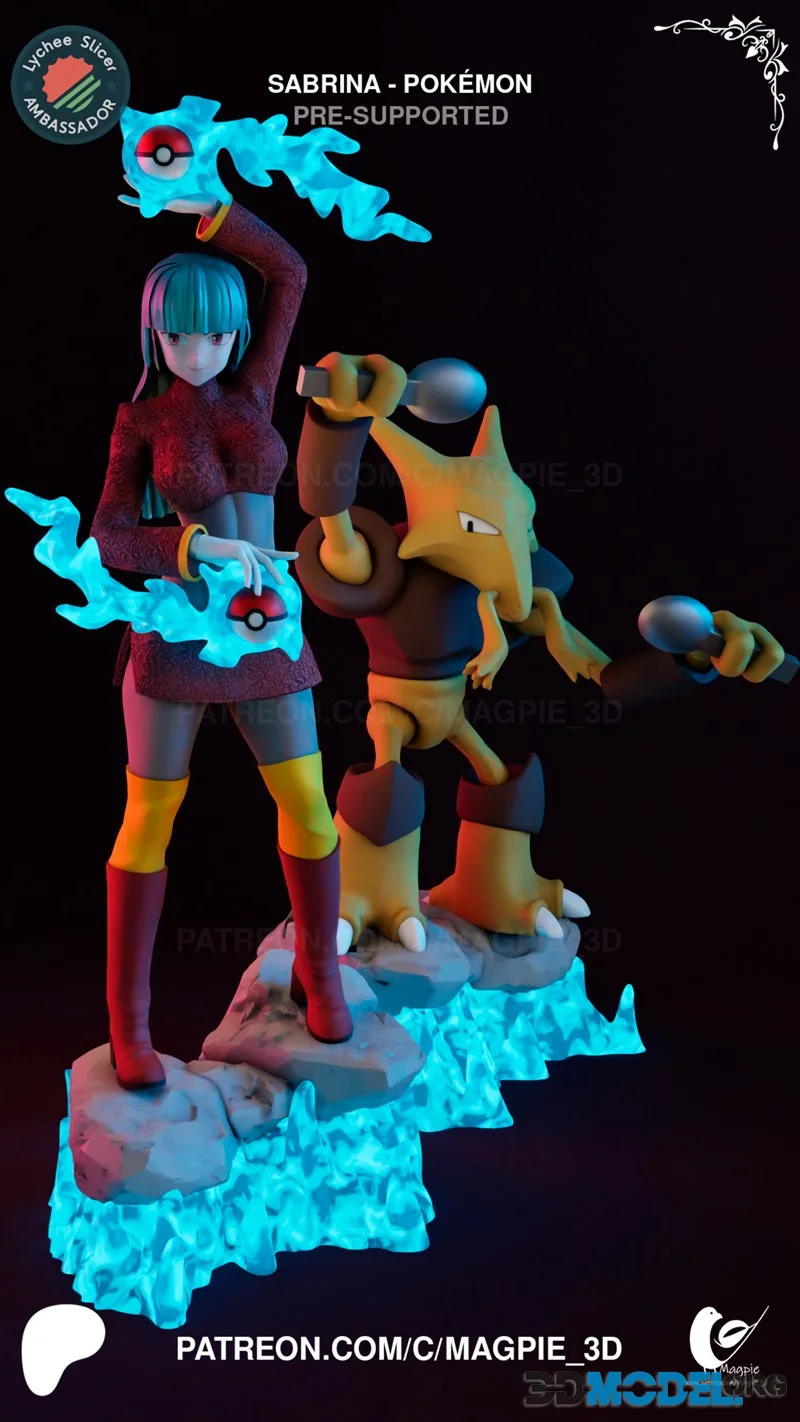 Magpie 3D - Sabrina and Alakazam - Pokémon – Printable