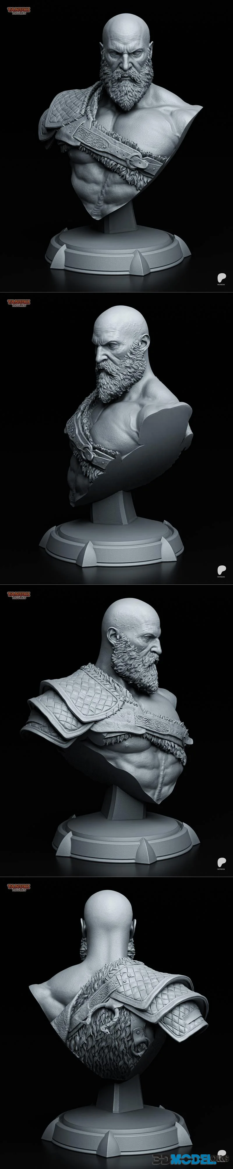 Tanuki Figures - Kratos - God of War Bust – Printable