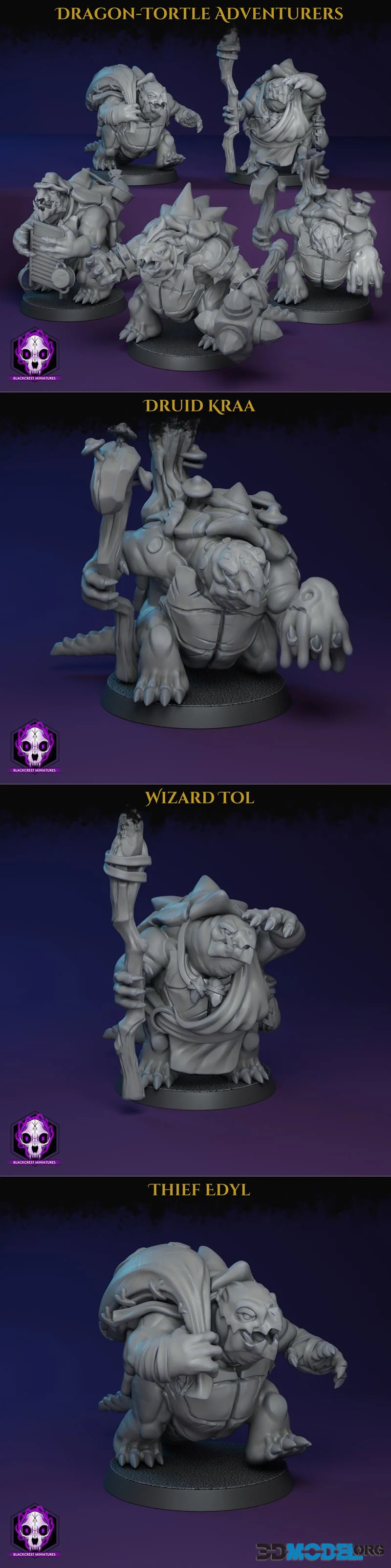 Blackcrest Miniatures - Dragon-Tortle Adventurers February 2026 – Printable