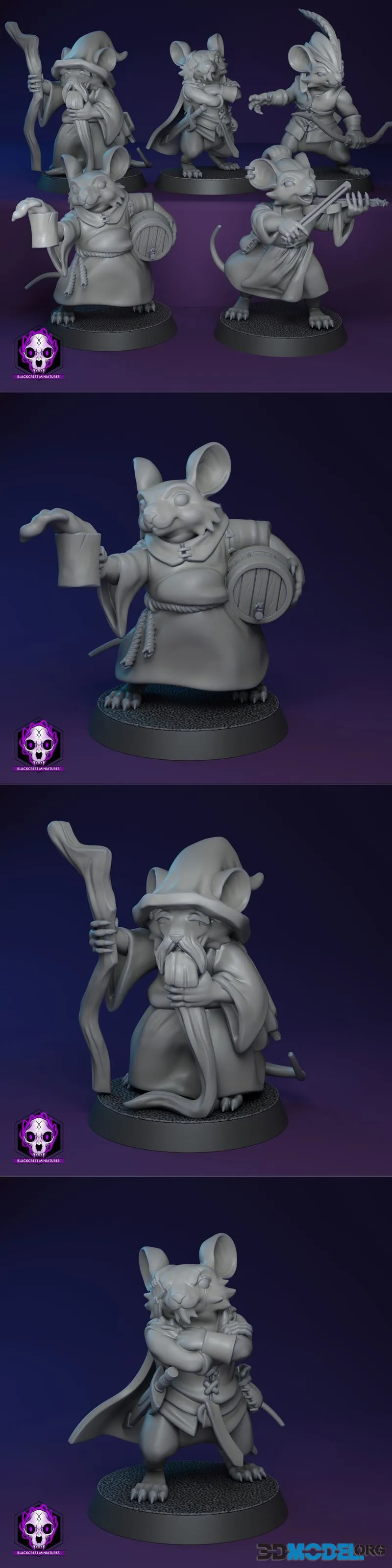 Blackcrest Miniatures - Mousefolk Adventurers April 2026 – Printable