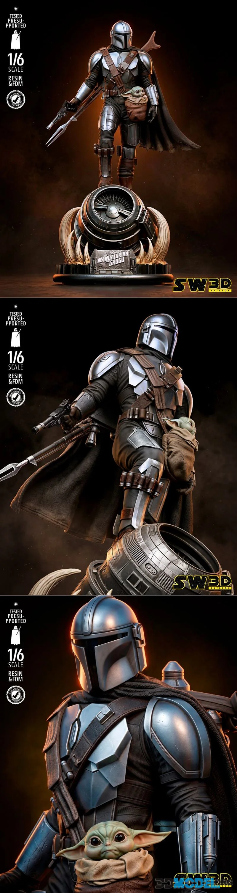 SW3D - Mandalorian and Grogu Sculpture – Printable