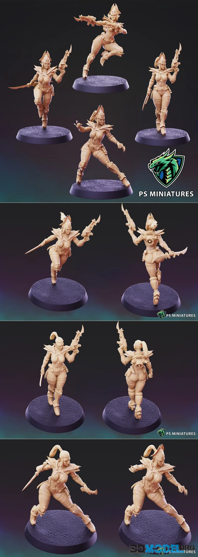 PSMiniatures - Dark Space Elves - Witches - Bundle Vol 1 September 2025 – Printable