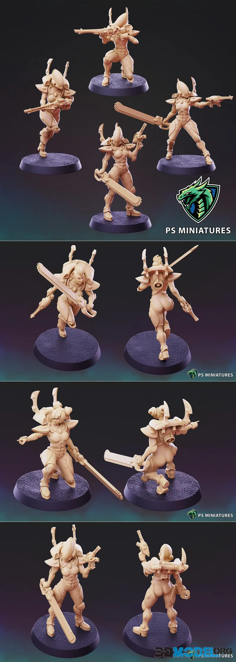 PSMiniatures - Space Elf Female Soliders 2.0 Bundle November 2025 – Printable